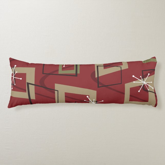 Mid Century Modern Maroon Body Pillow (Front)