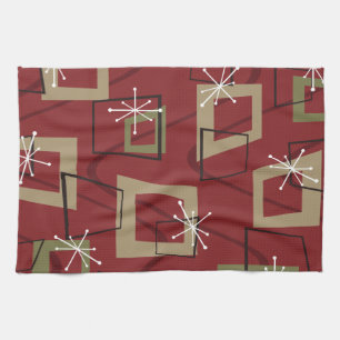 Mid Century Modern Maroon Kitchen Towel