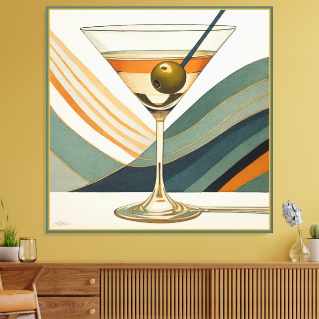 Mid Century Modern Martini Cocktail Hour Canvas Print (Insitu(LivingRoom))