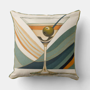 Mid Century Modern Martini Cocktail Hour Throw Pillow