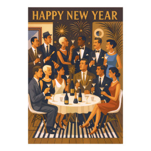 Mid Century Modern Martini Intellectuals New Year Photo Print