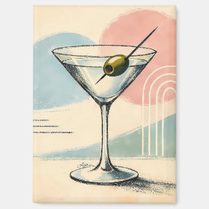 Mid Century Modern Martini Pastel Minimalist Art Magnet
