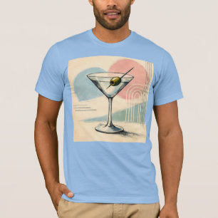 Mid Century Modern Martini Pastel Minimalist Art T-Shirt