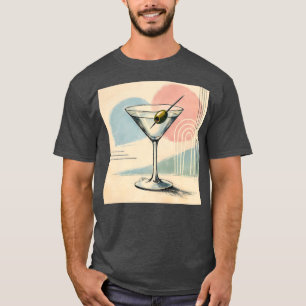 Mid Century Modern Martini Pastel Minimalist Art T-Shirt