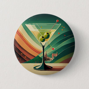 Mid Century Modern Martini Travel Cathedral View 2 Inch Round Button
