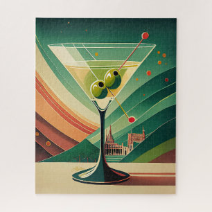 Mid Century Modern Martini Travel Cathedral View Jigsaw Puzzle