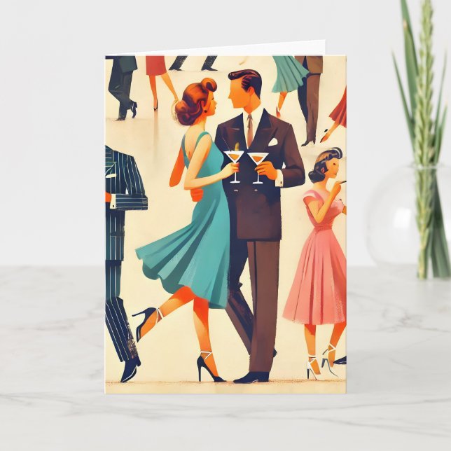Mid Century Modern Martinis At The Club Card (Front)