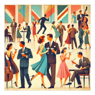 Mid Century Modern Martinis At The Club Photo Print