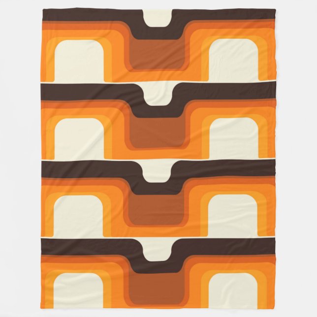 Mid-Century Modern Meets 1970s Orange Fleece Blanket (Front)