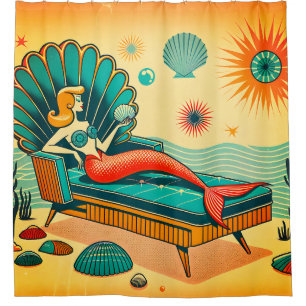 “Mid-Century Modern Mermaid - Vibrant Retro Art”