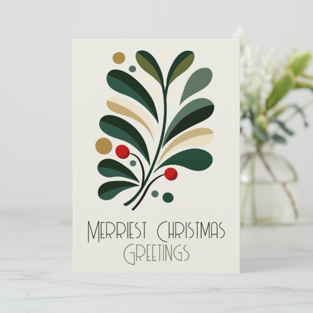 Mid-Century Modern Merriest Christmas Holiday Card (Standing Front)
