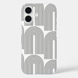 Mid Century Modern Minimalist Arch Lines in Black  iPhone 16 Case