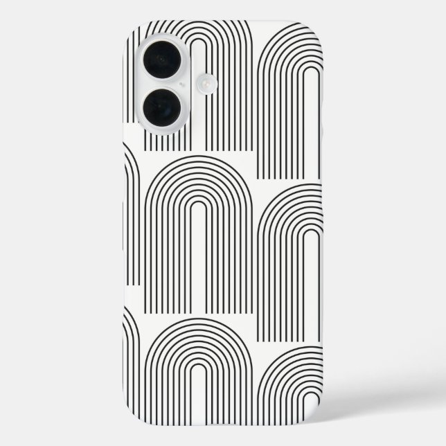Mid Century Modern Minimalist Arch Lines in Black  Case-Mate iPhone Case (Back)
