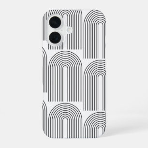 Mid Century Modern Minimalist Arch Lines in Black  iPhone 16 Case