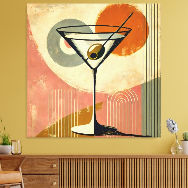 Mid Century Modern Minimalist Art Martini Canvas Print (Insitu(LivingRoom))
