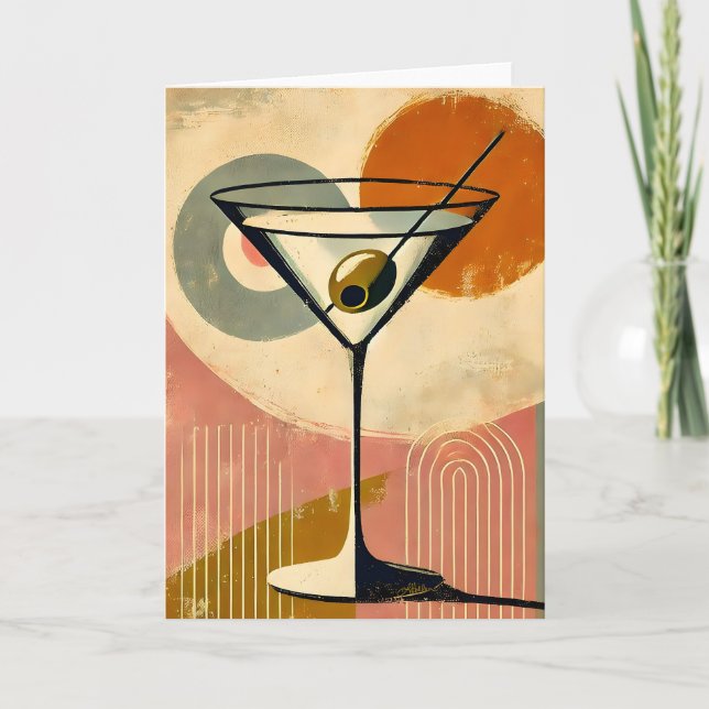 Mid Century Modern Minimalist Art Martini Card (Front)