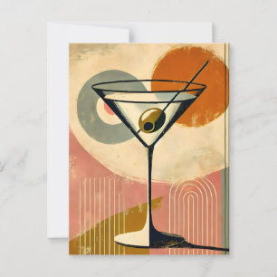 Mid Century Modern Minimalist Art Martini Postcard