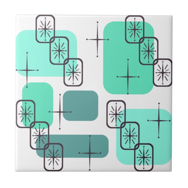 Mid Century Modern Mint Green Turquoise Tile (Front)
