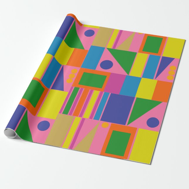 Mid Century Modern Modtastic Fun Colourful Pattern Wrapping Paper (Unrolled)