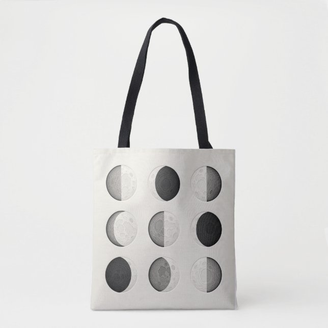 Mid-Century Modern Moon Phases Poster | Bauhaus  Tote Bag (Front)