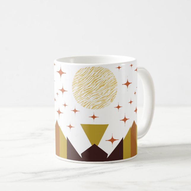 Mid Century Modern Mountain Landscape Coffee Mug (Front Right)