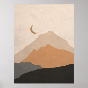 Mid Century Modern Mountains Abstract Poster