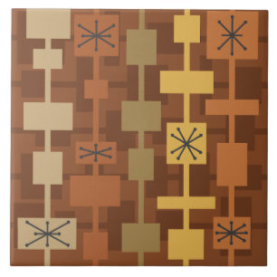 Mid Century Modern Multicolored Brown Tile