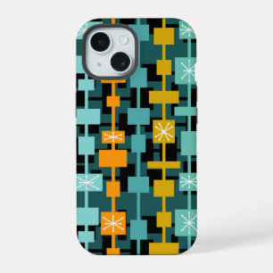 Mid Century Modern Multicolored Teal iPhone 15 Case