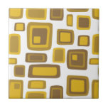Mid-Century Modern Mustard Gold Brown Square Tile<br><div class="desc">Mid-century modern inspired design featuring vintage pattern of retro squares in a golden mustard colour palette with brown accents on a white background. Simple, clean modern design. Create your own custom pattern by uploading a new image, or use the "contact this designer" button for help. To create your own patterned...</div>