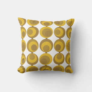 Mid-Century Modern Mustard Gold Retro Geo Pattern  Throw Pillow