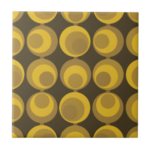 Mid-Century Modern Mustard Gold Retro Geo Pattern  Tile
