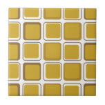 Mid-Century Modern Mustard Gold Square Pattern Cer Tile<br><div class="desc">Mid-century modern inspired design featuring a seamless pattern of retro golden mustard squares on a white background. Simple, clean modern design. Create your own custom pattern by uploading a new image, or use the "contact this designer" button for help. To create your own patterned design: 1. Select personalize this template....</div>