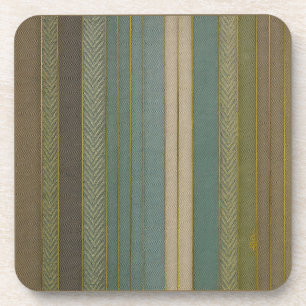 Mid Century Modern Muted Stripes Print Coaster