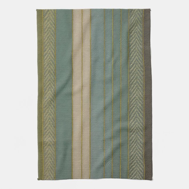 Mid Century Modern Muted Stripes Print Kitchen Towel (Vertical)