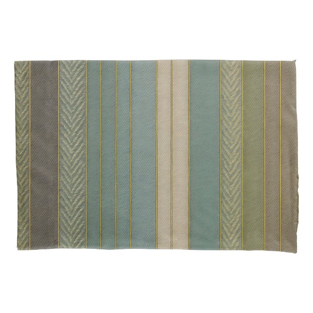 Mid Century Modern Muted Stripes Print Pillowcase (Front)