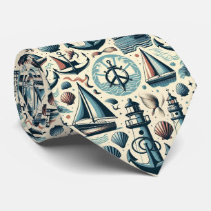 Mid Century Modern Nautical Themed Neck Tie