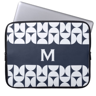 Mid-Century Modern Navy Geometric Laptop Sleeve