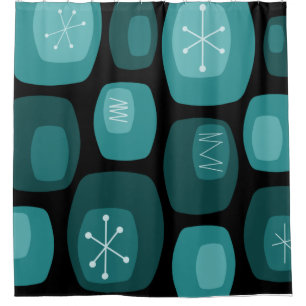 Mid Century Modern Oblongs Black Teal