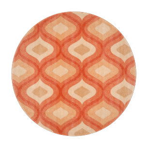 Mid century modern ogee orange and beige    cutting board
