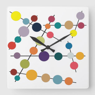 Mid-Century Modern Olives Square Wall Clock