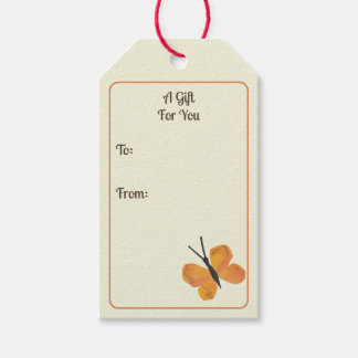 Mid-Century Modern Orange Butterfly Red Poppy Gift Tags