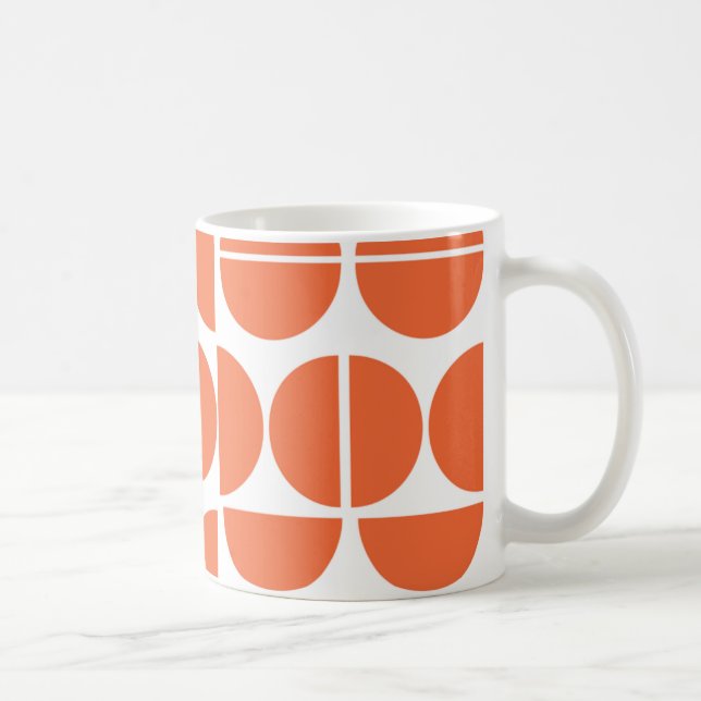 Mid-century modern orange circle abstract coffee mug (Right)