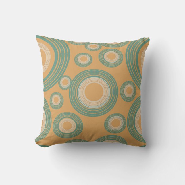 Mid Century Modern Orange  Circle  Throw Pillow (Front)