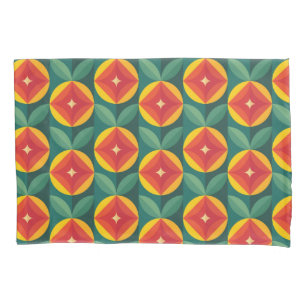 Mid Century Modern Orange Floral Pattern Pillowcase