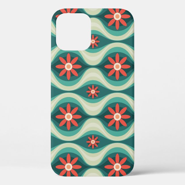 Mid-Century Modern: Orange Flowers Abstract Case-Mate iPhone Case (Back)