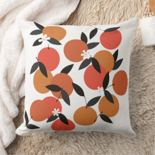 Mid Century Modern Orange Fruit Throw Pillow