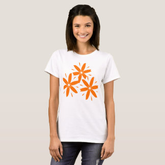 Mid-Century Modern Orange Geometric Floral  T-Shirt