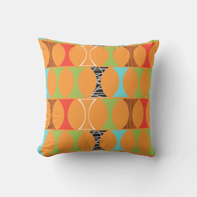 Mid Century Modern Orange Outdoor Pillow (Front)