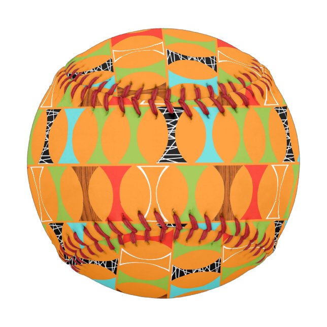 Mid Century Modern Orange Pattern Baseball (Front)