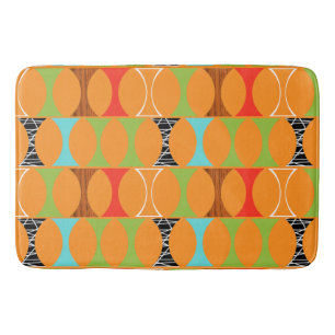 Mid Century Modern Orange Pattern Bath Mat